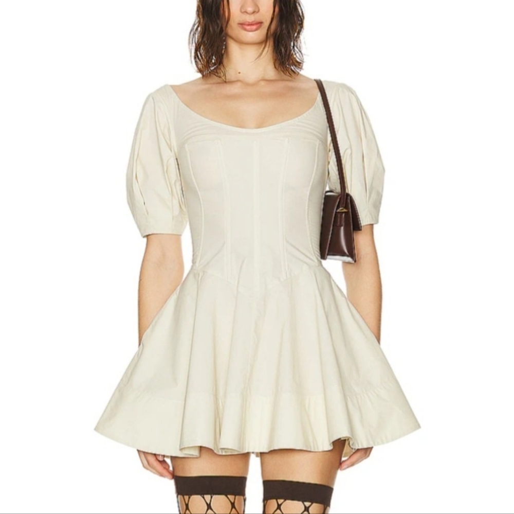 Helsa Poplin Sculptural Mini Dress